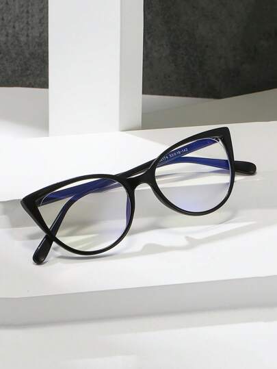 Unisex Computer/Gaming/TV/Phone Plastic Cat Eye Frame Glasses, Reduce Eye Strain, Fashion Clear Lens Glasses Frame