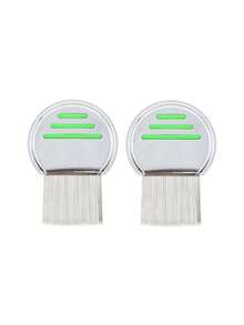 1把专业不锈钢圆梳 - 有效去除头虱和虱卵 - 易于使用和清洁，宠物梳理去毛结梳，适用于猫狗美容，跳蚤梳，细齿虱卵梳 - 彩色 - 查看 7