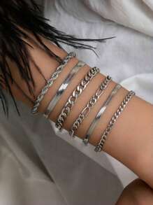 6 件套简约手镯套装，适合日常佩戴、派对、节日和约会 - 均碼 - 查看 8