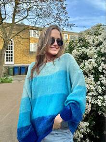 Suéter holgado de punto de mohair con degradado de otoño/invierno vintage para mujer de VIBEWAVE