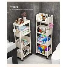 White Multi-Layer Plastic Storage Shelf, Portable Stackable Basket Organizer For Bathroom Bedroom Kitchen Nursery, Colorful Practical Toy Clothes Sundries Rack, Space Saving Freestanding Shelving Unit, Easy Assembly Home Decor - 3 lớp màu trắng - Xem 3