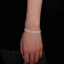 Multi-Layered Rhinestone Wrap Cuff Bracelet Vintage Crystal Open Wide Bangle Cuff Sparkly Bridal Prom Party Stretchy Wrist Jewelry For Women - Vàng - Xem 6