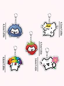1pc/5pcs Acrylic Cute Cartoon Line Cat Keychain Clown Cat Pink Girl Cat Heart Balloon Kitten Animal Theme Keychain Pendant Car Keychain, Wallets,Car Keys, Bags, Friends', Anniversary S Christmas Gift Ideas Bag Accessories Lanyards With Id Holder Car Accessories Bag Charms