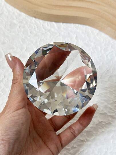 80mm Glass Crystal Nail Art Display, Transparent Diamond Shape For Hand Model Photo Shooting Tool