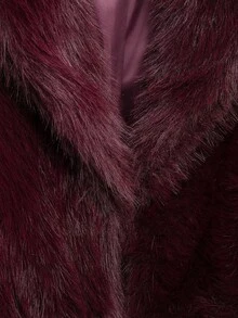 HH Women Solid Faux Fur Jackets Long Sleeves For Warmth Winter Coat Female Fashion Turn-Down Collar Loose Casual Outerwear - 酒紅色 - 查看 7