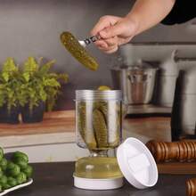 RTONTR 1 Pezzo barattolo per sottaceti con filtro, dispenser per l'umido e il secco, brocca per olive, kimchi, con coperchi ermetici e a tenuta stagna, per peperoncini, cetrioli, sicuro per lavastoviglie e frigorifero, contenitore da cucina per alimenti, cetrioli, olive - Multicolore - Visualizzare 4