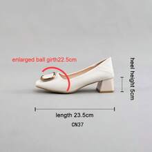 Tesuxi 宽版女士高跟鞋，粗跟，低鞋面，优雅舒适，四季皆宜，方头，可拆卸鞋跟工作鞋 166-100-6