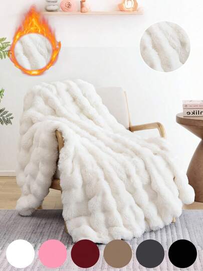 1pc Solid Colour Plush Blanket, Multi-Color Options, Soft Warm Faux Fur Luxury Style Throw For Multi-Purpose Use In Living Room, Bedroom And Sofa, Fluffy Long Plush Blanket, Soft And Comfortable Couches Blankets, Autumn Decor, Room Decor, Back To School, School Supplies
