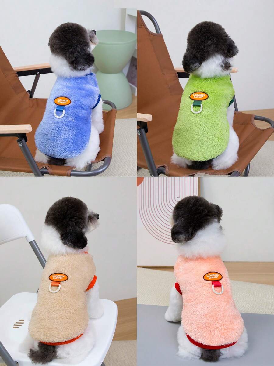 Plush Vest With Legs Sweatshirt Pet Clothes, Cartoon Multicolor Pet Apparel For Autumn/Winter