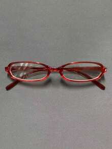 1pc Women's Simple Plastic Frame Non-Prescription Glasses With Square & Rectangular Shape Clear Glasses Accessories Glasses Accessories For Women Business Casual Woman - 紅色 - 查看 4