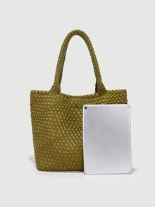 DK DKMG 1 件 PU 材质全新手工真编织手提包，时尚优雅百搭大容量手提包，适合妈妈、礼物、日常使用 - 綠色 - 查看 7