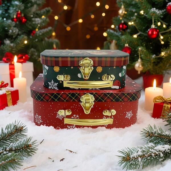 صندوقان كبيران متعددي الوظائف لحقيبة اليد في عيد الميلاد، صندوق مجوهرات من الورق، حقيبة منظم للمجوهرات، مناسبة لعيد الميلاد والزفاف والأعياد والسفر والاستخدام اليومي، صندوق إكسسوار أنيق