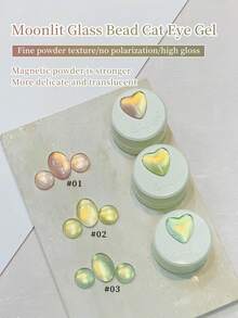 annies 5g Moon Colored Glass Bead Cat Magnetic Gel Polish - Soak Off UV/LED Flashing White Cat Eye Gel Nail Salon DIY1pcs/3pcs - 彩色 - 查看 2