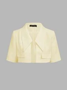 两件套：优雅法式复古硬币印花吊带裙+短袖外套，春季修身两件套 - 黃色 - 查看 6