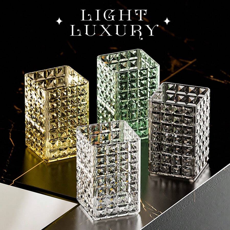 1/2/4个装透明塑料化妆品收纳盒，大容量化妆刷架，桌面收纳盒，可存放口红、眼线笔、文具、化妆品，适用于浴室、卧室、宿舍、办公室