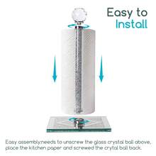 Silver Paper Towel Holder With Crystal Base -2lbs Weighted Countertop Dispenser For Kitchen/Bathroom, Sparkling Diamond Decor,Perfect Christmas Gift - 銀色 - 查看 9