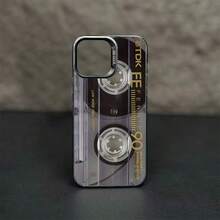 1pc Retro Cassette Tape Design Fashionable Phone Case, Commuter Series Case Compatible With IPhone 11, 12, 13 Pro Max, 14 Pro Max, 15 Pro Max, 16, 13, 14, 15, Plus, Pro, Max, Personalized Durable Accessories For Stylish Phone Users, Gifts For Friends And Family - Multicolor - View 2