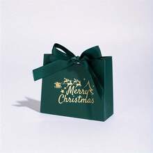 12入優雅聖誕禮品袋 深棕色 印有「Merry Christmas」字樣 節日禮品包裝 派對裝飾 可搭配紅、綠、金裝飾 個人或商業使用 精緻字體設計 金箔裝飾 (1/4/12入) - 彩色 - 查看 3