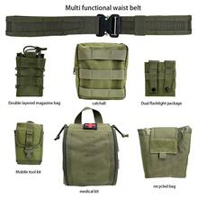 8 قطع حزام خصر تكتيكي متعدد الوظائف للاستخدام الخارجي، متين، قابل للتعديل من النايلون