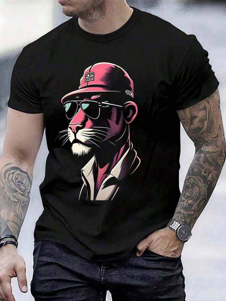 Una camiseta de algodón negra de 180g para hombres, una camiseta de moda adecuada para deportes, ocio y reuniones. - Negro - Añade 6