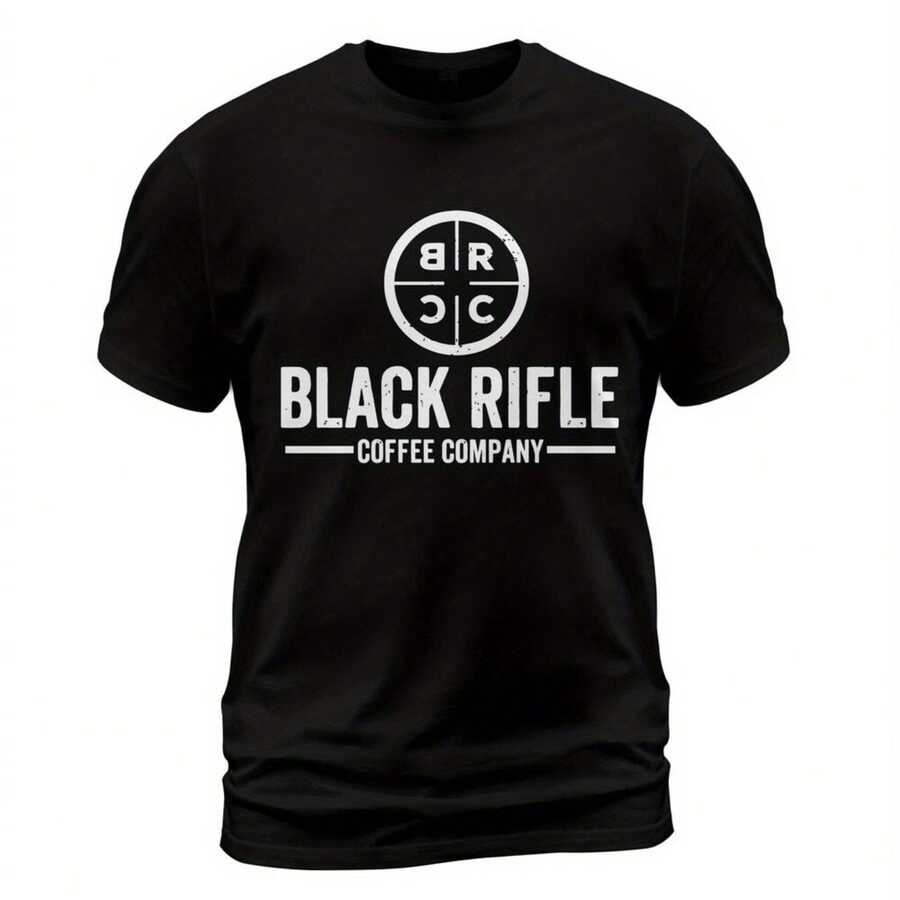 Black Rifle Coffee Company Logo T-Shirt, Made In USA, Sizes S-5XL Men's Summer Round Neck Short Sleeved Casual Cotton Print Loose Round Neck Short Sleeve T-Shirt - 黑色 - 查看 1