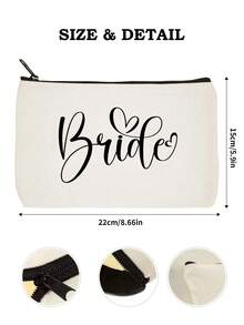 Bridal Bridesmaid Makeup Bag Wedding Bag Wedding Gift, Printed With The Letters "Bride/Sister Of The Bride" Canvas Zipper Bag, Wedding Party Gift, Multiple Styles Available, White Bag,Travel Storage Bag, Wash Bag, Hair Accessory Storage Bags, Practical Bride Team Gifts, Wedding Supplies, Bridal Party Gift For Besties And Sisters