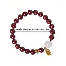 1Pc Red  Nafu  Chinese Style'Na Fu 'Pendant Beaded Bracelet, Lucky Couple And Festival Gifts - Đỏ - Xem 7