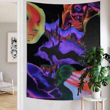 1pc Phantom Body Art Print Tapestry, Wall Decor, Ins Style, Polyester Hanging Tapestry For Living Room, Bedroom, Office, Dorm, Home Decor, Party, Rectangular Kitchen Wall Hanging Cloth With Drape, Comes With 3 Wall Nails And 2 Clips