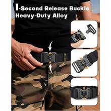 WilliamPOLO Cinturón táctico para hombres con hebilla de liberación rápida con cabeza de tigre, ancho de 1.5", ajustable para cintura de 26 a 50 pulgadas, cinturón de cinta de nilón para todas las estaciones - multicolor - Ver 7