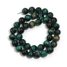 1 件天然绿虎眼石圆珠，多种尺寸珠子，复古闪亮绿色珠宝制作 DIY 珠子，适用于手链、项链、珠宝工艺品、装饰品、吊坠、批发珠子 - 綠色 - 查看 9
