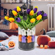 39PCS Halloween Vase Filler Decorations Kit, 15PCS Tulips Artificial Flowers With 24PCS Ghost Vase Filler Set, Ghost Decorations Halloween Vase Fillers Table Centerpieces Party Decoration - 15 Multicolor Tulips With 24 Ghost - View 11