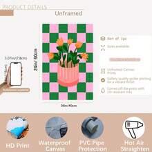 三件套框画，时尚空间美学展示，色彩鲜艳的活力花卉艺术品，抽象风格，彩色复古墙饰，波西米亚风格，充满活力的多巴胺装饰，适用于咖啡馆、客厅、家居、宿舍、酒吧等场所。 - 彩色 - 查看 16