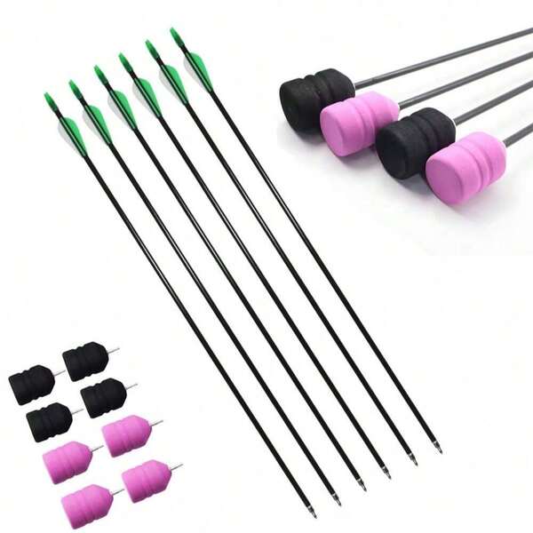 6pcs Carbon Fiber Outdoor Shooting Arrows With Detachable Arrowheads, Including 6 EVA Foam Arrowheads, For Real Person CS Game, Defense And Offense Battle, Outdoor Entertainment, Great Gift For Men And Women