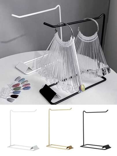 1 peça de suporte de armazenamento em formato de leque para nail art Suporte de metal resistente para esmalte em gel e decoração de nail art - Construção robusta, economiza espaço, decoração de bancada ou loja de varejo - Uso doméstico e em salões de beleza