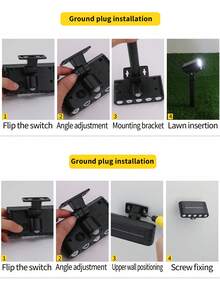 1/2/4 件太阳能露营灯，5 个超亮 LED，3 种照明模式，3000W 白光安全手电筒。带运动传感器的草坪/地桩路径灯，多功能可拆卸户外壁灯，1200mAh 可充电电池，太阳能电池板，亮度可调，适用于花园、庭院、道路、房屋、露营装饰的花园景观照明 - 升級款-白光 - 查看 12