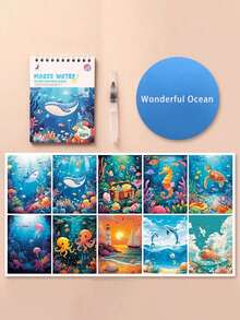 便携式 20 页水彩画册，螺旋装订素描本，含水彩颜料和画笔，创意艺术旅行伴侣，桌面装饰 - 彩色 - 查看 12