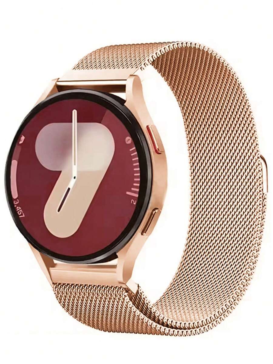 1条女士时尚玫瑰金米兰尼斯金属表带，适用于三星智能手表，通用18mm/20mm/22mm不锈钢磁吸表带，适用于三星Galaxy Watch 7/6/5/4/3（40mm/44mm）、Galaxy Active 2（40mm/44mm）、三星Galaxy Watch 3（42mm/46mm）。