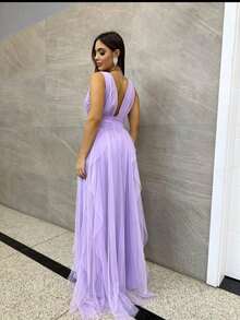 Women's Dress For Bridesmaid, Graduation, Wedding, Guest - 紫丁香色 - 查看 2