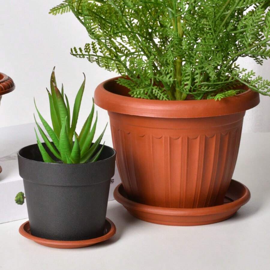 1pc 49cm Diameter Thickened Flower Pot With Bottom Tray, Plastic Durable Round Planter For Balcony, Yard, Green Plants, Indoor/Outdoor Decoration, Anti-Crack