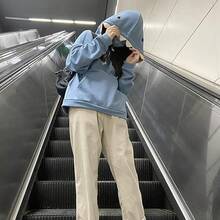 Women Cute Shark Hoodie Long Sleeve Blue Kawaii Animal Shark Shape Hooded Pullover Sweatshirts - 藍色 - 查看 6