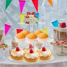 3-Tier/4-Tier Acrylic Cupcake Stand, Clear Dessert Display Rack With Base, Suitable For Wedding, Party, Baby Shower, Gathering - Clear - View 1