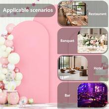 eluckya 3-Piece Set Of Spandex Wedding White/Pink Arch Covers, Double-Sided Dome Breathable Soft Backdrop Frame Covers For Summer Decorations Wedding Bridal Birthday Party Banquet Arch Decorations - 粉色 - 查看 6