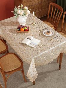 1 件双层面料、刺绣、水溶性蕾丝、金色亮片、高端优雅桌布、桌垫、餐垫、野餐垫、厨房、餐桌、书桌、咖啡桌、梳妆台、装饰、家居装饰的礼物，适用于客厅、咖啡桌、卧室、庭院、室内和室外、别墅、派对、户外家具、露营、节日、聚会、橱柜、家庭聚会、节日装饰、派对和婚礼装饰，提供各种桌布尺寸 - 彩色 - 查看 3