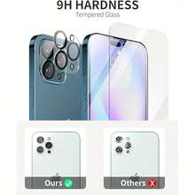 3 件屏幕保护膜 3 件相机保护膜兼容 16 15 14 13 12 11 Pro Max Plus 钢化玻璃屏幕保护膜相机镜头保护膜高清透明无气泡外壳防碎防刮前盖保护 - 非常适合作为送给朋友、家人、同事的小礼物屏幕保护必需品，适用于日常防护、办公室、家庭手机屏幕保护膜手机配件防水防震防摔防刮