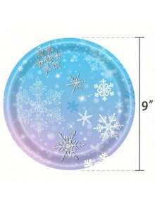 10pcs/20pcs/50pcs/Set, Winter Frozen Snowflake Birthday Party Supplies, Snowflake Tableware Including Christmas Snowflake Plates, Napkins And Cups, Tableware Winter Wonderland Tableware, Suitable For Winter Christmas Party Decorations,Disposable Blue White Freezing Winter Tableware, Christmas Snow Themed Paper Plates Napkins Cups For Wedding, Bridal Shower - Multicolor - View 10