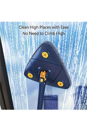 Hands-Free Triangle Mop Slouchy Rotating Butterfly Wringing - Multi-Surface Cleaner For Floor/Ceiling/Glass/Dust Removal