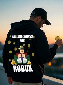 Teen Boy Fun For Beginners And Professional Gamers To Do Household Chores Hooded Sweatshirt , Street Fashion Casual, Suitable For School, Vacation And Shopping