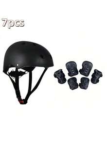 BAT DEICIDE Toddler Kids Helmet Adjustable, Protective Gear Set With Knee Elbow Wrist Pads For Boys Girls Age 5-9, Bike Skateboard Scooter Roller Skating Safety Equipment - Black - View 2