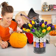 39PCS Halloween Vase Filler Decorations Kit, 15PCS Tulips Artificial Flowers With 24PCS Ghost Vase Filler Set, Ghost Decorations Halloween Vase Fillers Table Centerpieces Party Decoration - 15 Multicolor Tulips With 24 Ghost - View 8