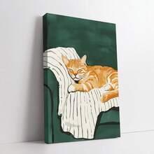 1 件现代卡通动物海报，橙色猫睡觉，适用于客厅和卧室装饰，可选相框，非常适合房间装饰，带相框的墙壁艺术 - 彩色 - 查看 17